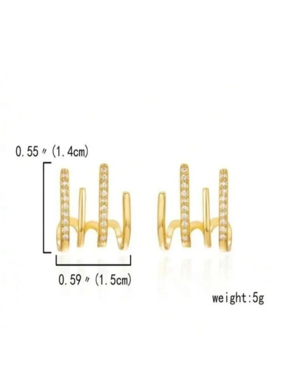 Gold Rhinestone Geometric Earrings - Picture 4 of 4